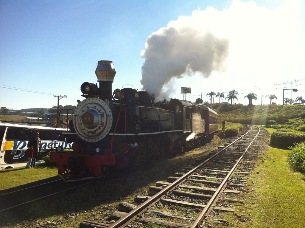 Locomotiva histórica da Maria Fumaça, o Trem do Vinho, na Serra Gaúcha